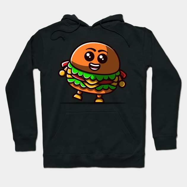 Cute Burger Happy Illustration. Hoodie by Sydnaku 